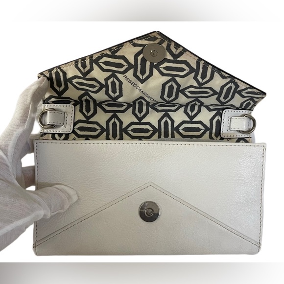 🎉Poshiversary SALE🎉Rebecca Minkoff Studded White Leather Crossbody Wallet - Picture 9 of 17